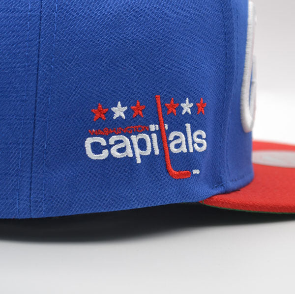 Washington Capitals Mitchell & Ness NHL VINTAGE SCRIPT Snapback Adjustable Hat - Royal/Red