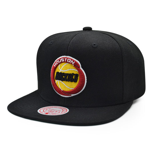 Houston Rockets Mitchell & Ness CLASSIC B-BALL Snapback Hat - Black/Yellow