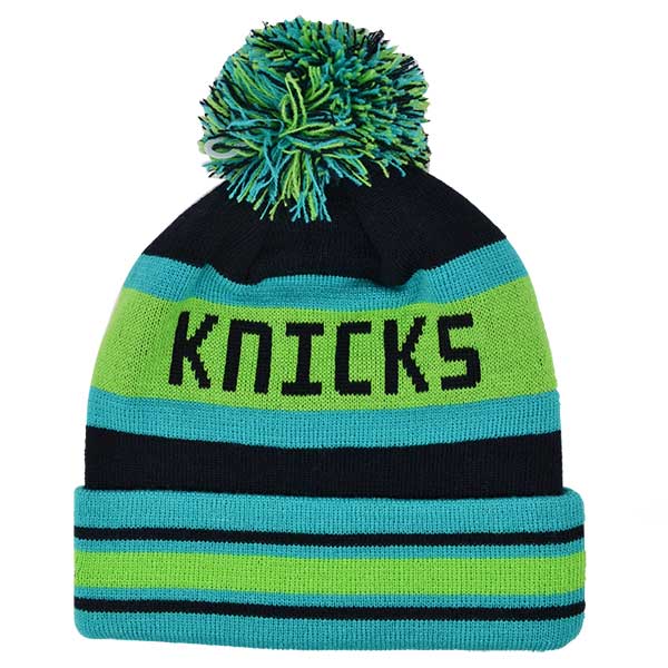 New York Knicks BIG JAKE Lime KNIT Cuffed Pom New Era NBA Hat