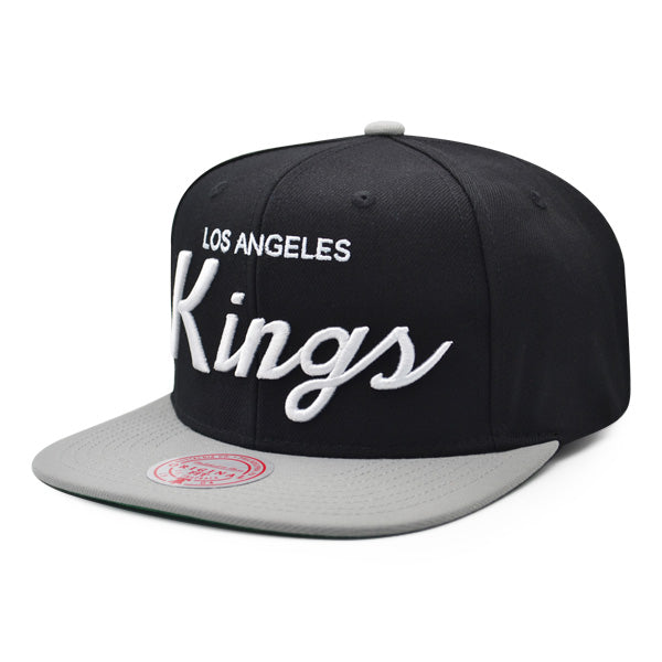Los Angeles Kings Mitchell & Ness NHL VINTAGE SCRIPT Snapback Adjustable Hat - Black/Gray