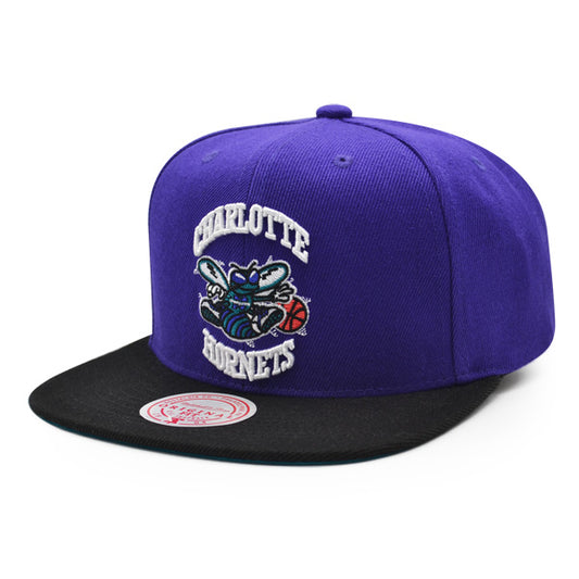 Charlotte Hornets Mitchell & Ness CLASSIC 2Tone Snapback Hat - Purple/Black