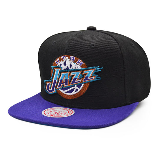 Utah Jazz Mitchell & Ness CLASSIC 2Tone Snapback Hat - Black/Purple