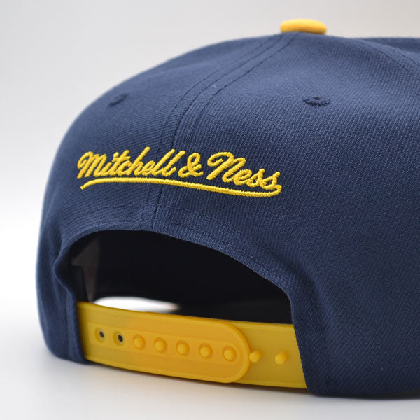 St.Louis Blues Mitchell & Ness NHL VINTAGE SCRIPT Snapback Adjustable Hat - Navy/Yellow