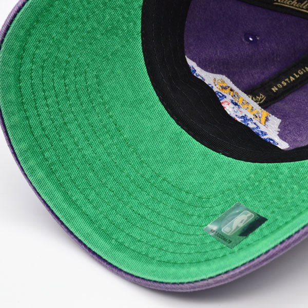 Los Angeles Lakers Exclusive Mitchell & Ness 1987-88 NBA Back to Back CHAMPIONS Dad Strapback Hat - Purple