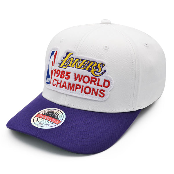 Los Angeles Lakers Exclusive Mitchell & Ness 1985 NBA World Champions Locker Room Stretch Snapback Hat - White/Purple