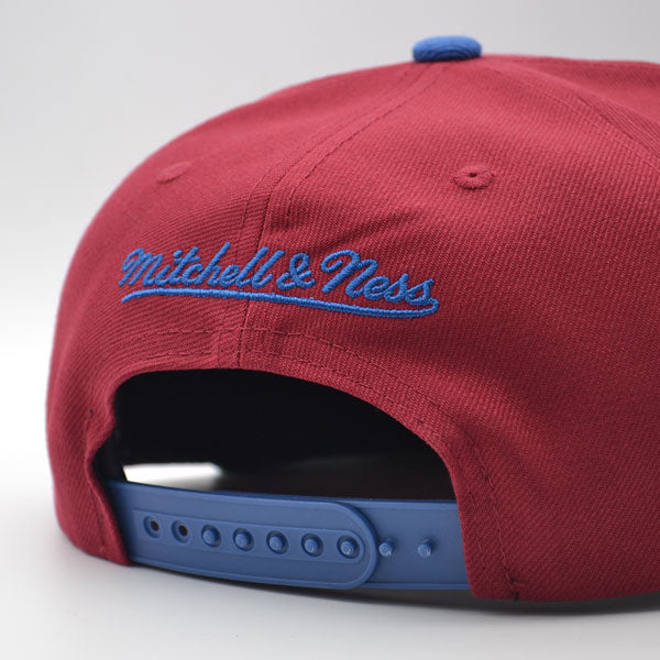 Colorado Avalanche Mitchell & Ness NHL VINTAGE SCRIPT Snapback Adjustable Hat - Maroon/Blue
