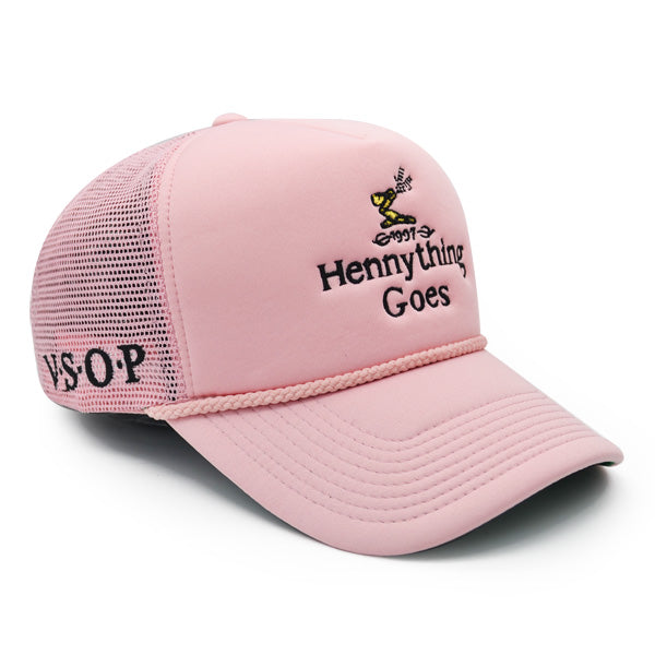 Field Grade HENNYTHING GOES Foam Trucker Snapback Adjustable Hat - Pink/Black
