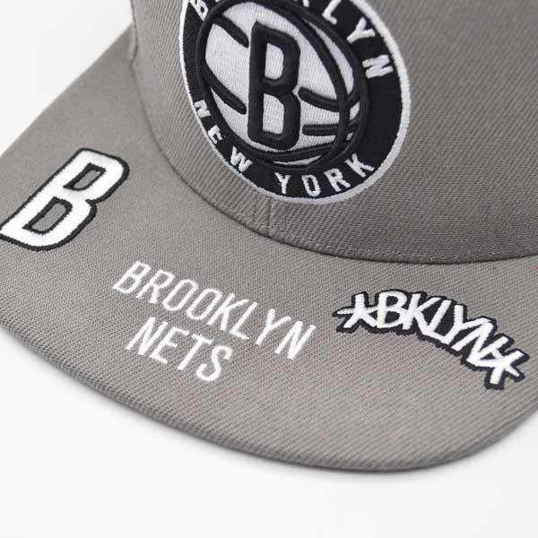 Brookln Nets Mitchell & Ness NBA FRONT LOADED Snapback Hat- Gray/Black