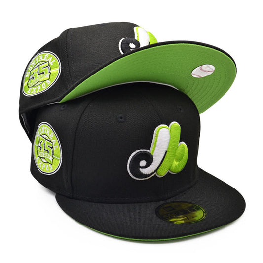 Montreal Expos 35th Anniversary Exclusive New Era 59Fifty Fitted Hat - Black/Lime Bottom