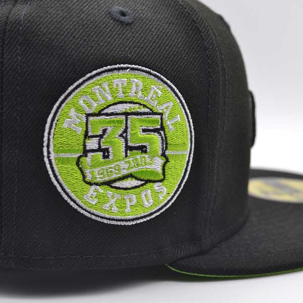 Montreal Expos 35th Anniversary Exclusive New Era 59Fifty Fitted Hat - Black/Lime Bottom