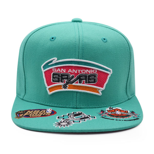 San Antonio Spurs Mitchell & Ness NBA FRONT LOADED Snapback Hat- Teal