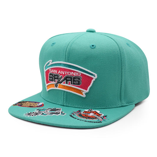San Antonio Spurs Mitchell & Ness NBA FRONT LOADED Snapback Hat- Teal