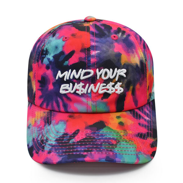 Field Grade MIND YOUR BU$INE$$ Strapback Adjustable Hat - Vivid Tie Dye