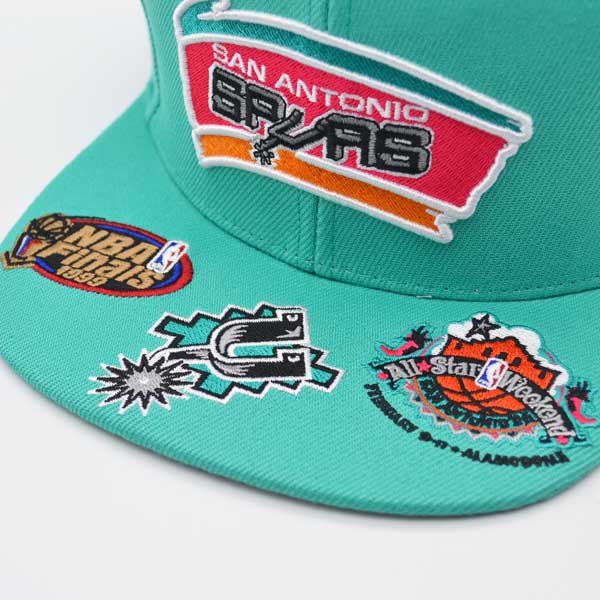 San Antonio Spurs Mitchell & Ness NBA FRONT LOADED Snapback Hat- Teal