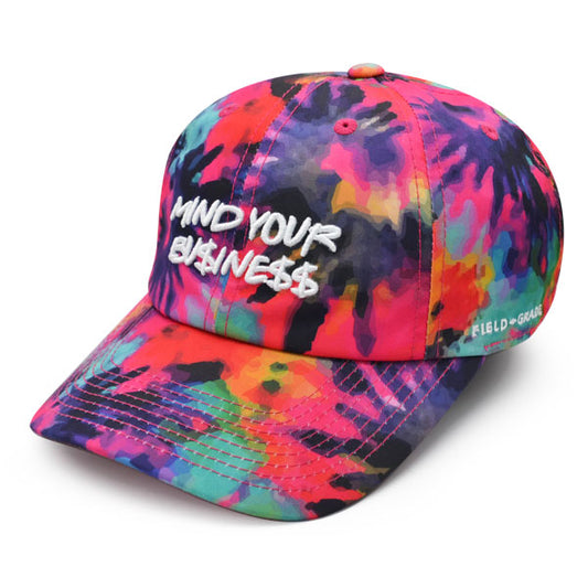 Field Grade MIND YOUR BU$INE$$ Strapback Adjustable Hat - Vivid Tie Dye