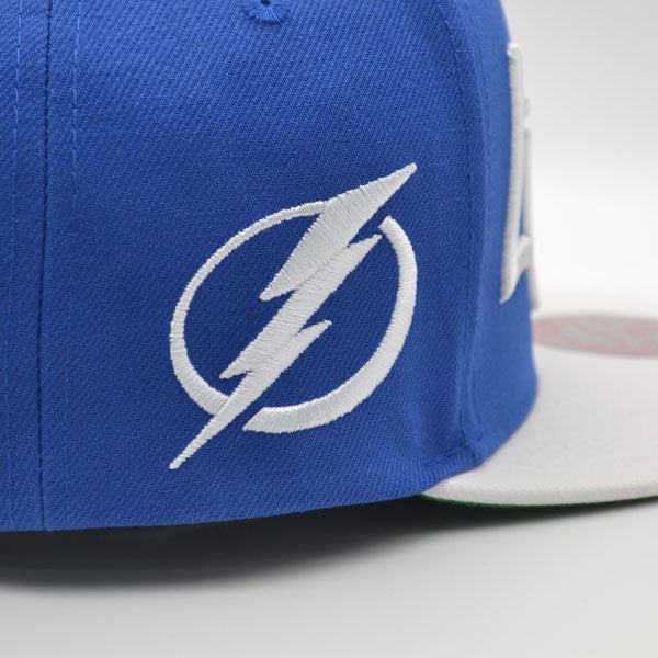 Tampa Bay Lightning Mitchell & Ness NHL VINTAGE SCRIPT Snapback Adjustable Hat -Royal/White