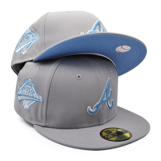Atlanta Braves 1995 WORLD SERIES Exclusive New Era 59Fifty Fitted Hat - Gray/Sky Bottom