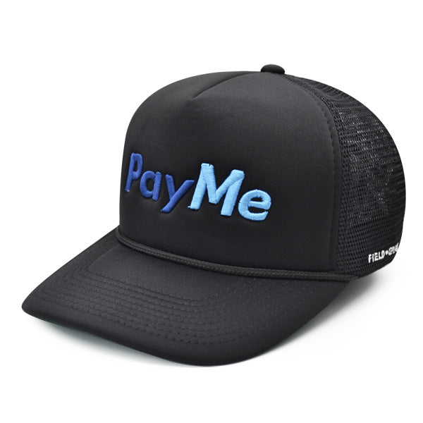 Field Grade PAY ME Foam Trucker Snapback Adjustable Hat - Black/Blue