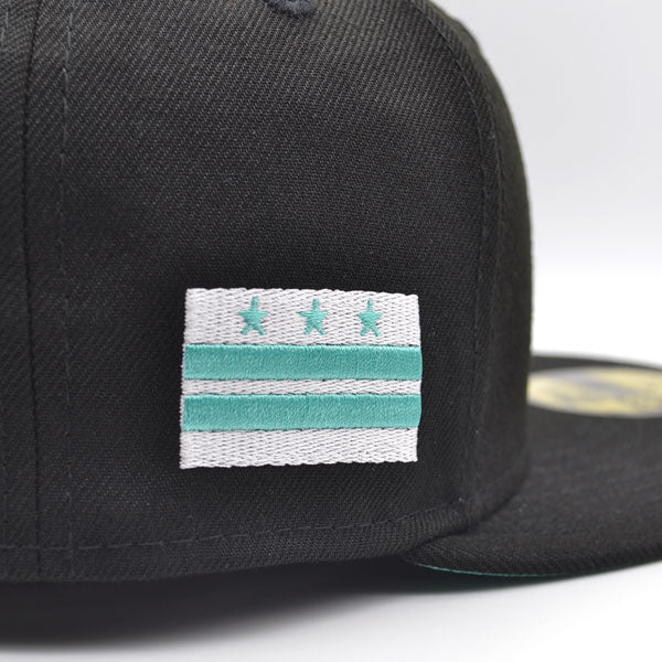 Washington Nationals DC CITY FLAG Exclusive New Era 59Fifty Fitted Hat - Black/Mint Bottom