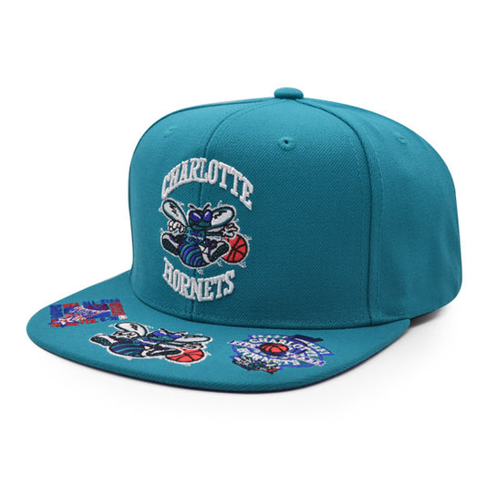 Charlotte Hornets Mitchell & Ness NBA FRONT LOADED Snapback Hat- Teal/Purple