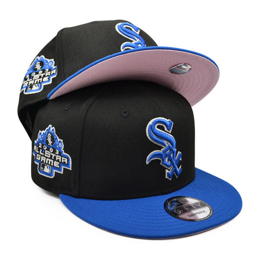 Chicago White Sox Exclusive New Era 2003 All-Star Game PATCH-UP Snapback Hat - Black/Royal/Pink Bottom