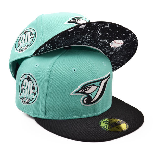 Toronto Blue Jays 30th Anniversary Exclusive New Era 59Fifty Fitted Hat - Mint/Black/Paisley Bottom