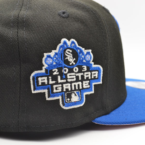 Chicago White Sox Exclusive New Era 2003 All-Star Game PATCH-UP Snapback Hat - Black/Royal/Pink Bottom