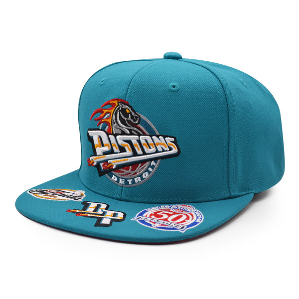 Detroit Pistons Mitchell & Ness NBA FRONT LOADED Snapback Hat- Green/Maroon