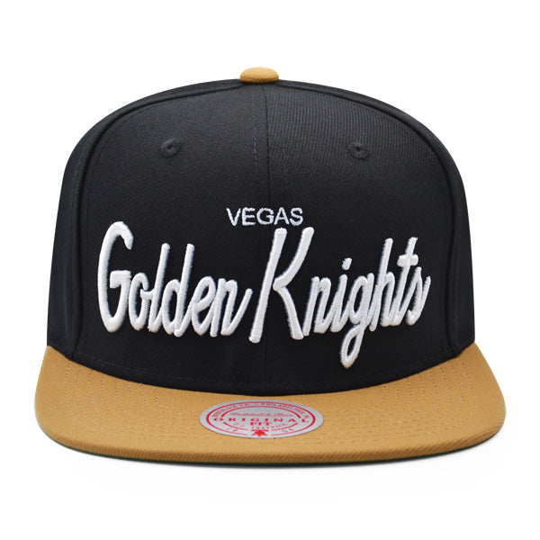 Vegas Golden Knights Mitchell & Ness NHL VINTAGE SCRIPT Snapback Adjustable Hat - Black/Bronze