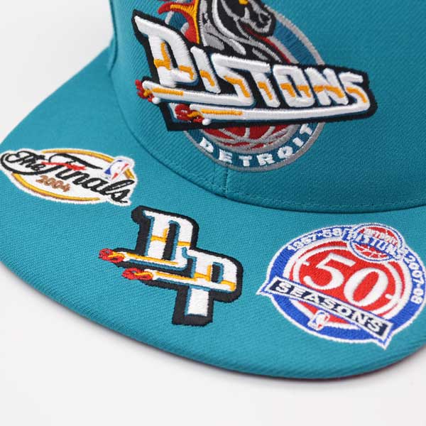 Detroit Pistons Mitchell & Ness NBA FRONT LOADED Snapback Hat- Green/Maroon
