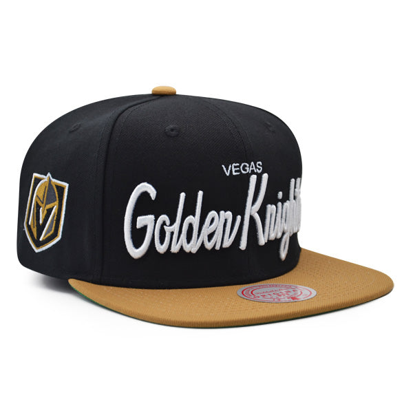 Vegas Golden Knights Mitchell & Ness NHL VINTAGE SCRIPT Snapback Adjustable Hat - Black/Bronze