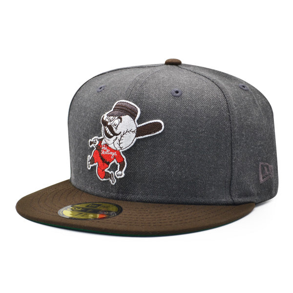 Cincinnati Reds 150th ANNIVERSARY RED LEGS Exclusive New Era 59Fifty Fitted Hat - Heather Gray/Brown