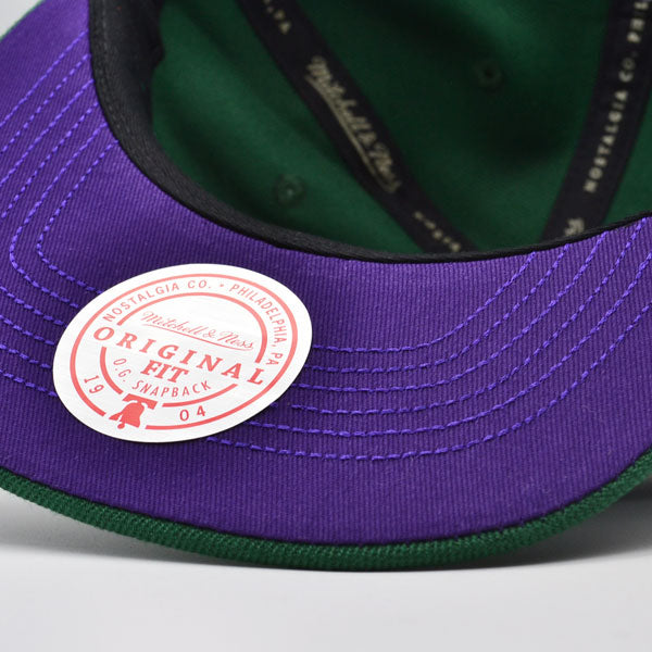 Milwaukee Bucks Mitchell & Ness NBA FRONT LOADED Snapback Hat- Green/Purple