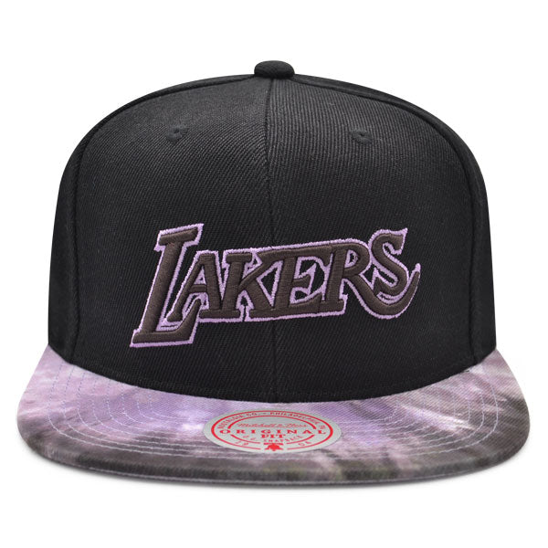 Los Angeles Lakers Mitchell & Ness NBA BLITZED Snapback Hat - Black/Purple