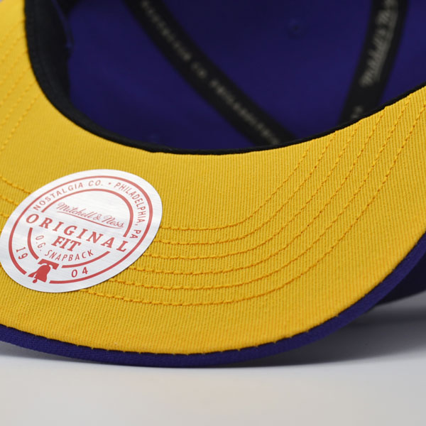 Los Angeles Lakers Mitchell & Ness NBA FRONT LOADED Snapback Hat- Purple/Yellow