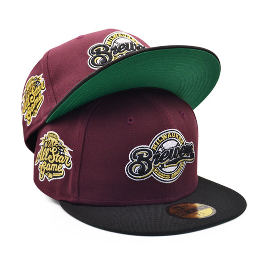 Milwaukee Brewers 2002 ALL-STAR GAME Exclusive New Era 59Fifty Fitted Hat – Maroon/Black/Green UV