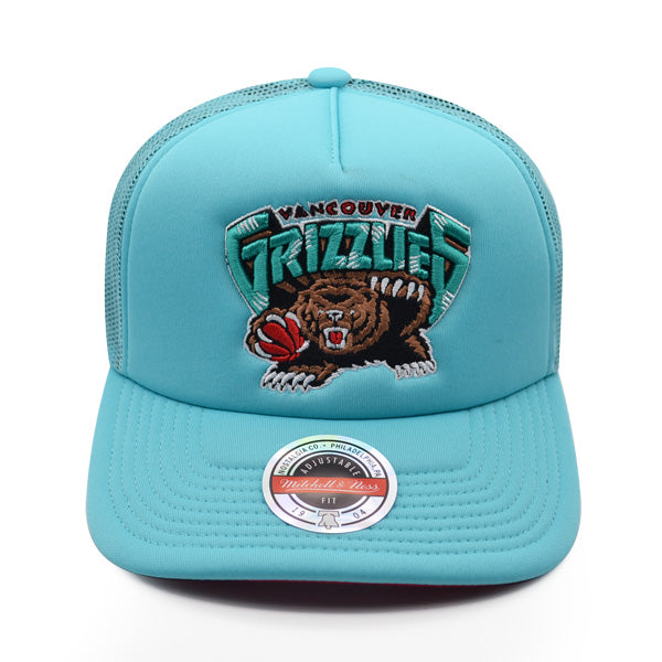 Vancouver Grizzlies Mitchell & Ness KEEP ON TRUCKIN Foam Trucker Snapback Hat -Teal/Red