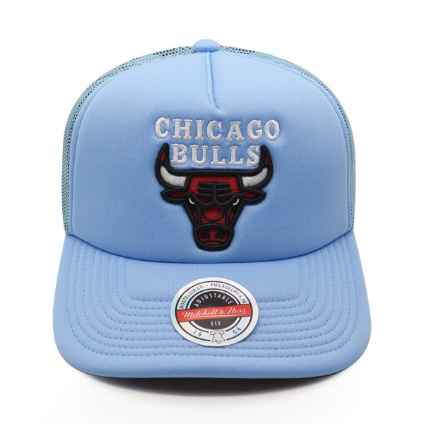 Chicago Bulls Mitchell & Ness KEEP ON TRUCKIN Foam Trucker Snapback Hat -Sky/Red