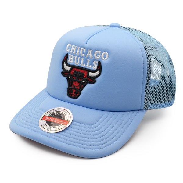 Chicago Bulls Mitchell & Ness KEEP ON TRUCKIN Foam Trucker Snapback Hat -Sky/Red