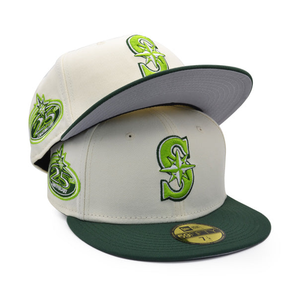 Seattle Mariners 25th ANNIVERSARY Exclusive New Era 59Fifty Fitted Hat – Chrome/Green/Lime