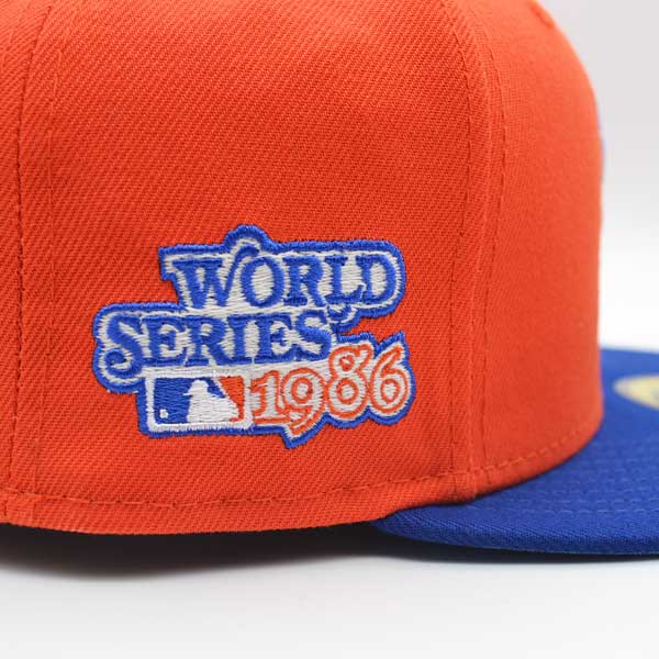 New York Mets 1986 WORLD SERIES Exclusive New Era 59Fifty Fitted Hat – Orange/Royal/Sky Bottom