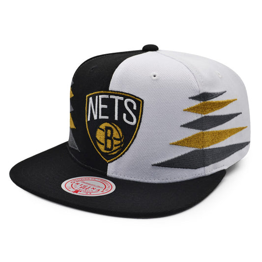 Brooklyn Nets Mitchell & Ness DIAMOND CUT Snapback NBA Hat - Black/Gray/Gold