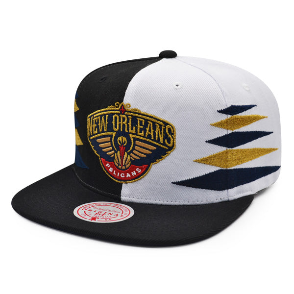 New Orleans Pelicans Mitchell & Ness DIAMOND CUT Snapback NBA Hat - Black/Navy/Gold