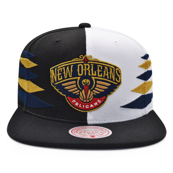 New Orleans Pelicans Mitchell & Ness DIAMOND CUT Snapback NBA Hat - Black/Navy/Gold