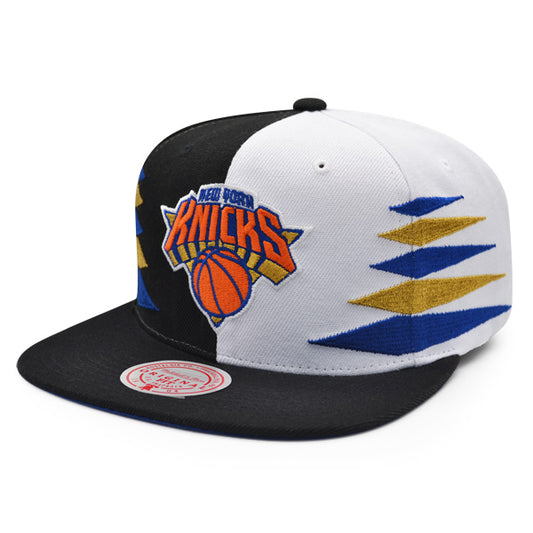New York Knicks Mitchell & Ness DIAMOND CUT Snapback NBA Hat - Black/Orange/Royal/Gold
