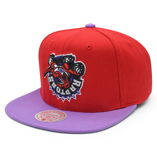 Toronto Raptors Mitchell & Ness NBA UPSIDE DOWN Snapback Hat - Red/Lavender