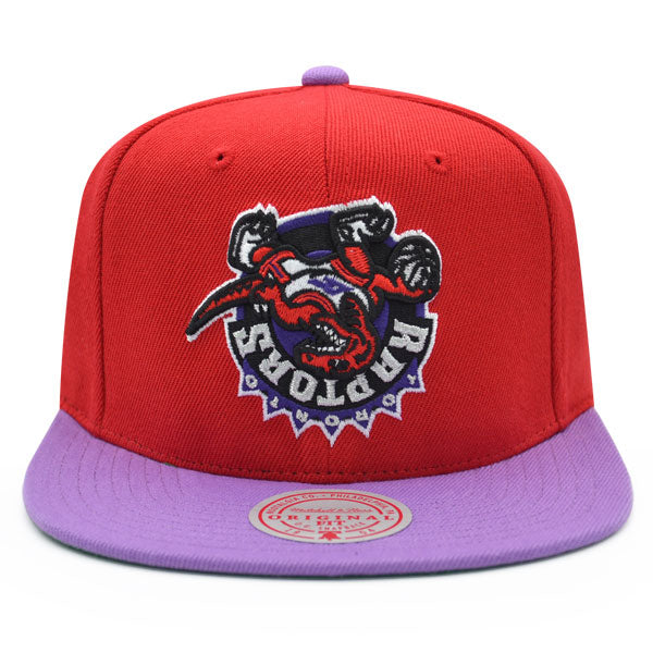 Toronto Raptors Mitchell & Ness NBA UPSIDE DOWN Snapback Hat - Red/Lavender