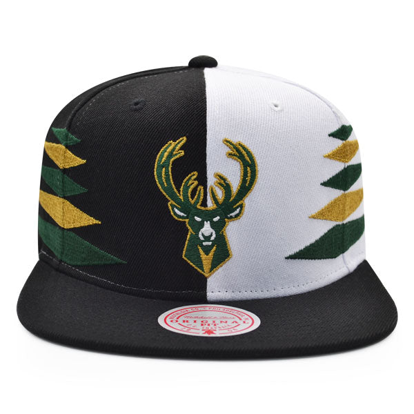 Milwaukee Bucks Mitchell & Ness DIAMOND CUT Snapback NBA Hat - Green/Gold/Black