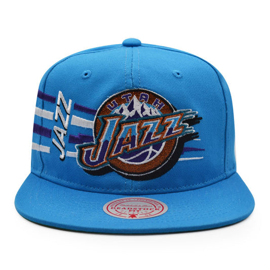 Utah Jazz Mitchell & Ness RETRO BOLT DeadStock Snapback Hat - Vice Blue/Purple
