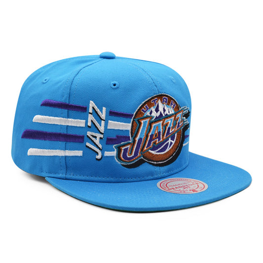 Utah Jazz Mitchell & Ness RETRO BOLT DeadStock Snapback Hat - Vice Blue/Purple